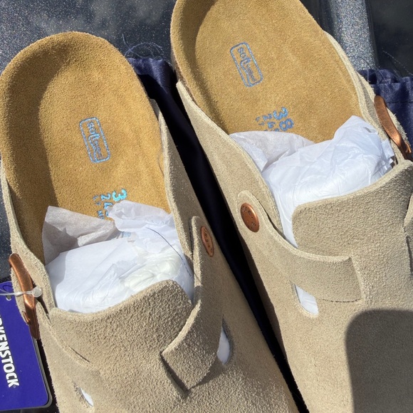 Birkenstock Beige Suede Slip-Ons - Picture 3 of 5
